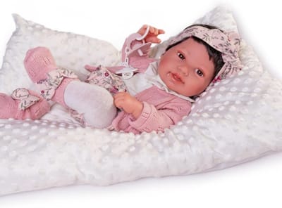 Babypop Pasgeboren - Zacht Lichaam - Fantasie Spel - Handgeschilderd - 42 cm - Roze Outfit