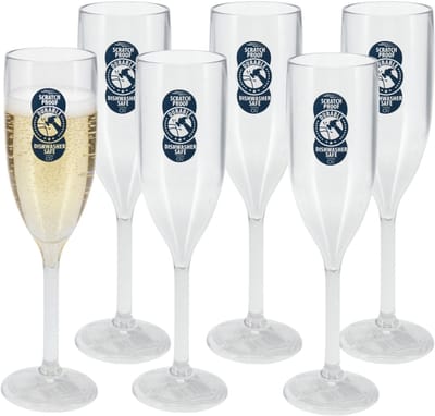 Excellent Houseware Champagne glas - 12x - 165 ml - onbreekbaar kunststof - camping/catering glazen