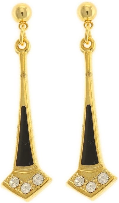 Behave - Dames oorhangers goudkleur zwart chic avondlook 3,5 cm