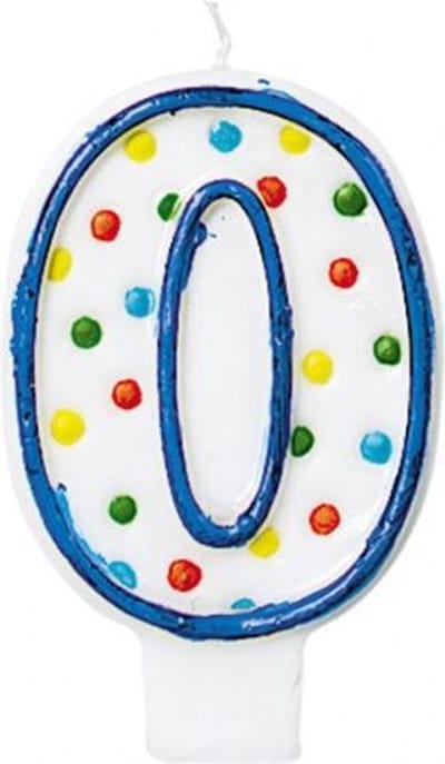 Amscan Verjaardagskaars 0 - Polka Dots 7,6 Cm Blauw/wit