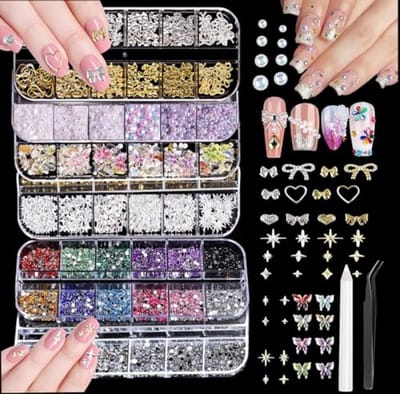 Nagelversiering set met 3D metalen hangers en strass-steentjes - Complete kit voor creatieve nail art
