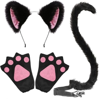 Faux Fur Kattenoren Cosplay Set met Pluche Klauwen en Staart voor Vrouwen - Schattige Kostuums voor Feestjes en Thema-avonden
