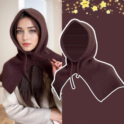 Koreaanse Winterstijl Balaclava Hoed voor Dames Nieuwe Modieuze en Veelzijdige Nekbescherming Koudebescherming Verdikte en Warme Gebreide Hoed one size