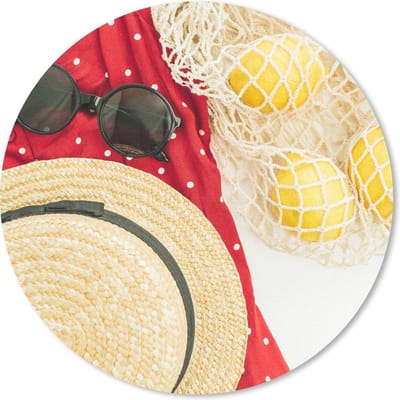 Muismat rond 20x20 cm - Mousepad Zonnebril - Hoed - Citroen - Ronde muismatten