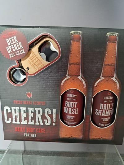 geschenk set mannen verjaardag - vader dag - leuk geschenk - cheers - body wash - shampoo - verse kruiden