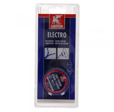 Griffon electro draadsoldeer tin/koper 99/1 harskern Ø 3 mm. - 100 gram