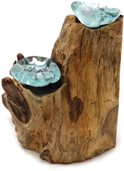 Ancient Wisdom - Kandelaar - dubbele kaarsenhouder gesmolten glas hout multicolor - kaarsenstandaard - interieurdecoratie - sfeerverlichting - woonaccessoire - cadeauidee
