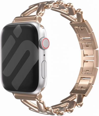 Strap-it Stalen V-type bandje - geschikt voor Apple WatchSeries 1/2/3/4/5/6/7/8/9/10/11/SE/SE2/SE3/Ultra (2) - Uniek staal/metalen bandje voor iWatch maat: 44mm / 45mm / 46mm / 49mm - rosé goud