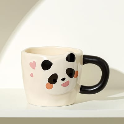 Tasse Panda Niche Haute Valeur Relief Tasse à Boire Tasse en Céramique Faite Main Tasse Créative pour la Maison Café Lait 301-400ml