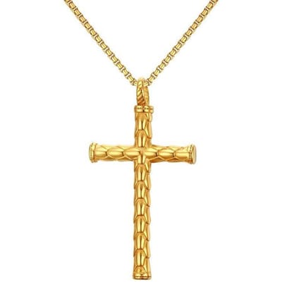 Ketting Heren met Kruis Hanger - Goud Kleurig - Kettingen - Papa Cadeau Voor Mannen - Vaderdag