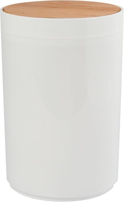 Stijlvolle Badkamer Vuilnisbak met Bamboe Deksel 5 Liter Wit