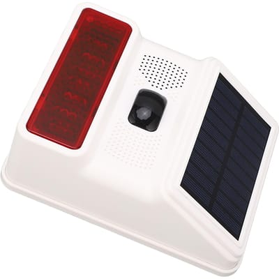 Alarme Solaire Sans Fil DC 5V 433MHz 100dB Capteur Infrarouge IP65 Étanche Alarme Sonore et Lumineuse brown