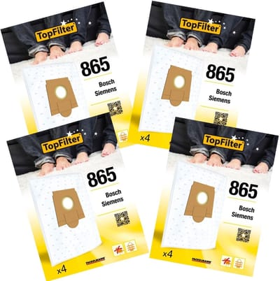 Set van 4 pakketten van 4 stofzuigerzakken 64865 voor Bosch TopFilter Premium