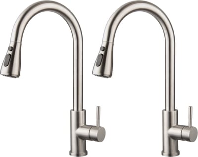 Oraymin 2x Keukenkraan Uittrekbaar - 3 Standen Sproeikop - 360° Draaibaar - Mengkraan RVS - Hoge Druk Keuken Kraan