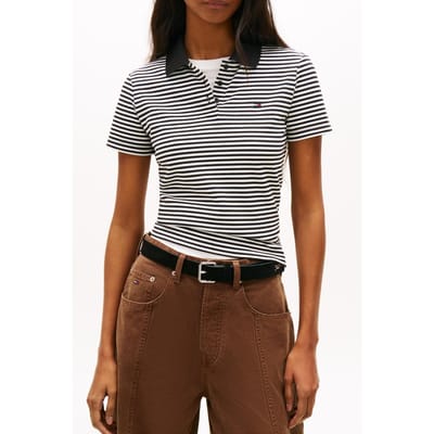 Tommy Hilfiger Tjw Slim Essential Polo Black/ecru Stripe Taglia: XXS | Polo Outlet | Donna | Nero