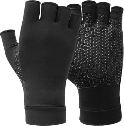 Artritis Compressiehandschoenen Maat S – Halve Vinger Handschoenen met Kopervezel – Pijnverlichting bij Reuma, Gewrichtspijn en Handrevalidatie