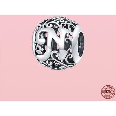 Nieuwe Aankomst 925 Sterling Zilveren Hanger Ronde Vorm A tot Z Letter Bedels Kraal Past Originele Armband Ketting Sieraden white