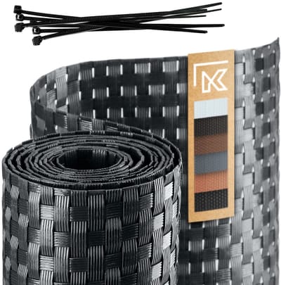 KADAX Zichtwerend scherm voor balkon, terras, hek, weerbestendige inkijkbeschermingsmat van PE-rotan, per meter, balkonscherm met kabelbinders, inkijkwerend (1x1m, antraciet)