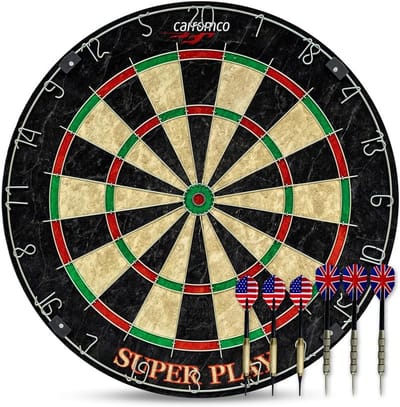 Professioneel Sisal Dartbord Toernooiformaat inclusief 6 dartpijlen