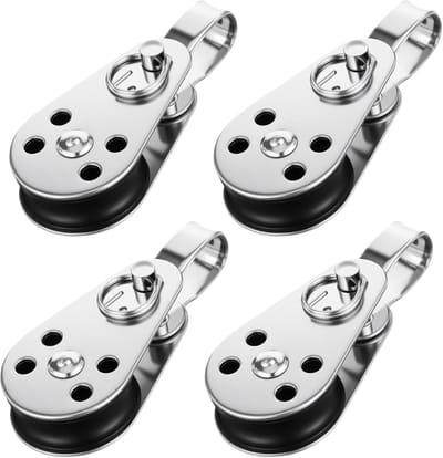 SynHHergyx 4 x Rope Pulleys, Cable Roller, Pulley, Small for Ropes 2mm to 8mm, Stainless Steel Cable Runner, Pulley for Sailboats, Yachts and Ships
