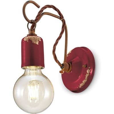 Ferroluce C665 wandlamp in vintage stijl wijnrood