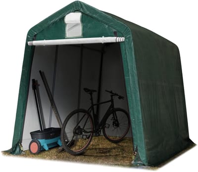 TOOLPORT Garagentent carport 2,4 x 3,6 m beschutting opslagtent PE 450 N zeil staal groen