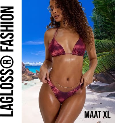 LaGloss® Bikini Bordeaux Rood Tie Dye Set - Strand/Beach Swimsuit - Zomer Badmode - Maat XL %%