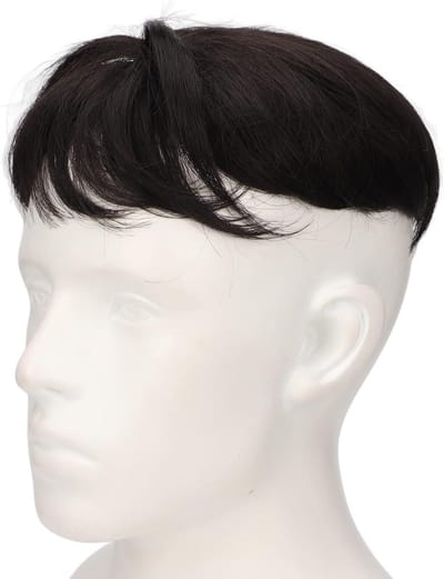Store_8 - Toupee voor mannen - Haarstukjes - Zacht en glad - Zwart - Vervangingssysteem - Geschikt voor cosplay en dagelijks gebruik - 15 x 18 cm