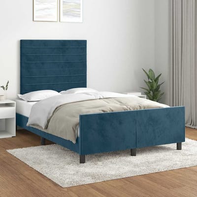 vidaXL - Bedframe - zonder - matras - 120x190 - cm - fluweel - donkerblauw