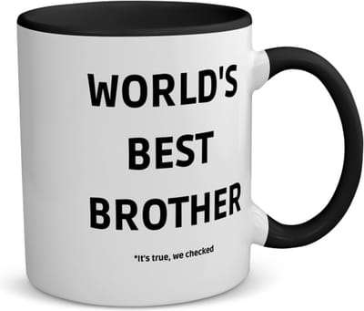 Akyol - world's best brother it's true we checked koffiemok - theemok - zwart - Broer - werelds beste broer - verjaardag - cadeautje voor broer - broer artikelen - kado - geschenk - 350 ML inhoud