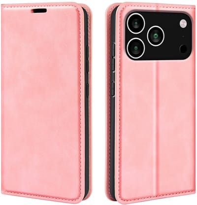 MobyDefend Hoesje - Geschikt voor iPhone 17 Pro Max - Luxe Wallet Bookcase (Magnetische Sluiting) - Roze