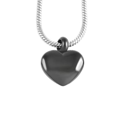 Aramat Jewels | Gedenkhangers | Hartvormige Stalen Asbedel Zwart – 17mm Gedenksieraad | | | |15mm | Staal | Volwassenen | Verkleurd niet