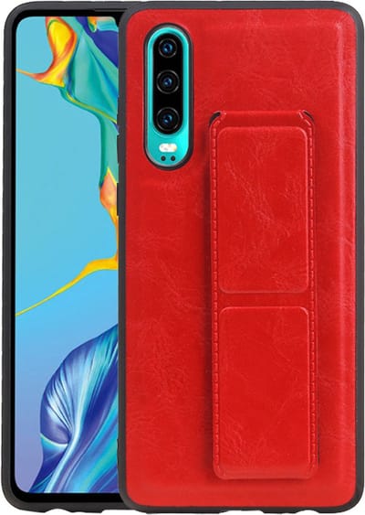 Grip Stand Hardcase Backcover - Telefoonhoesje - Achterkant Hoesje - Geschikt voor Huawei P30 - Rood