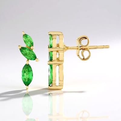Cavill - Zilveren Oorbellen - 925 Sterling Zilver - Gele Verguld - 0,81 ct Tsavoriet Marquise - Luxe Edelstenen Oorbellen