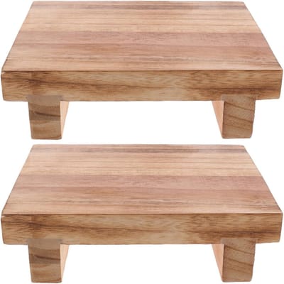 Houten Voetenbankjes - Opstapje Senioren - Veilig Instappen - Stevig Hout - 25 x 18 cm - Lichtbruin