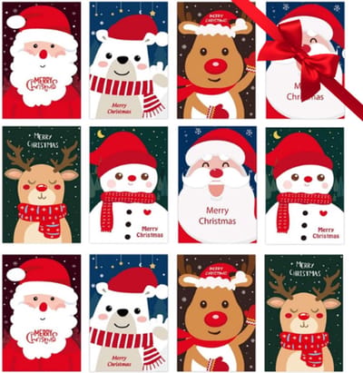 Twenty4seven® Kerstkaarten 12 Stuks met Enveloppen - Luxe Kerst Wenskaarten 15x10 cm - Nieuwjaarskaarten & Ansichtkaarten - Standaard Formaat