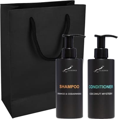 Douchepakket - Shampoo Sweet Orange & Cedarwood + Coconut Conditioner - 300 ml per fles - set van 2 stuks - met luxe gift tas - cadeau - giftset voor hem en haar