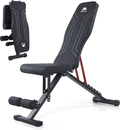 SafeTech Halterbank - Fitnessbank - Inklapbaar - Voorgemonteerd - 30° decline - Trainingsbank - Zwart