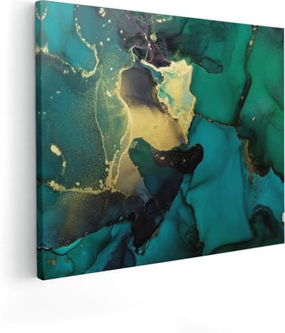 Artaza Canvas Schilderij Abstracte Kunst - 50x40 cm - Wanddecoratie Woonkamer - Muurdecoratie Goud - Kamer Accessoires