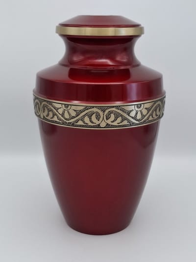 Urn - Grote Urn - Rood Goud Gegraveerd - Grecian Dark Red 4032