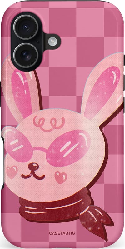 Casetastic hoesje geschikt voor Apple iPhone 17 - MagSafe - Dubbellaagse bescherming - Luxe konijntje - Fashion Case - Koraal Lichtroze Lila