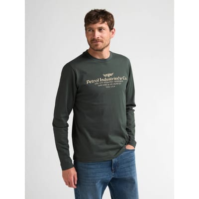 Petrol Industries - Heren Longsleeve met print millwall - Groen - Maat XXXL