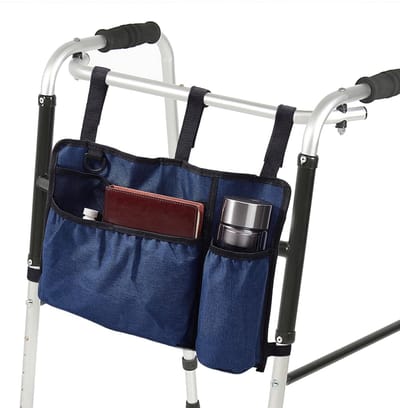 Dailygoods- Wandeltas met Bekerhouder - Opvouwbare Opbergtas - Geschikt voor Rollators - Duurzaam Oxford-Stof - 39 x 28 cm - Machinewasbaar - Rollatortas