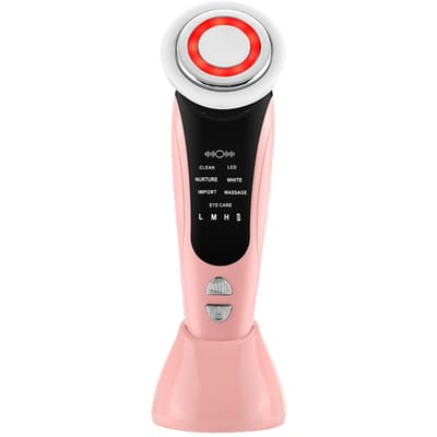 7 in 1 EMS Gezichtsschoonheidsmassager Vibratie en Warm Kompres Huidverzorgingstool Gezichtslifting Apparaat voor Huidverjonging Verstrakking roze
