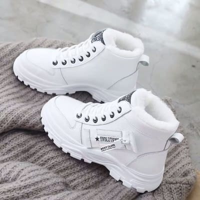 Hiver dames chaussures à lacets femmes baskets neige bottines imperméable chaud plate-forme Botas femme chaussures 40 blanc