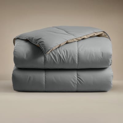 Zelesta Deluxe Duo Dream Anthracite & Taupe 140x200 - Dekbed zonder overtrek - Eco Cloud vulling - Wasbaar hoesloos dekbed - Vaste overtrek - Percal katoen dekbed - All Year Winterdekbed & Zomerdekbed