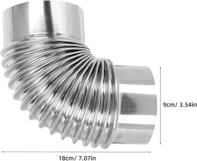 Kachelpijp Hoekstuk - Schoorsteen Verlengbuis - Buiten Koken - 90 Graden Bocht - 8 cm Diameter - Zilverkleurig