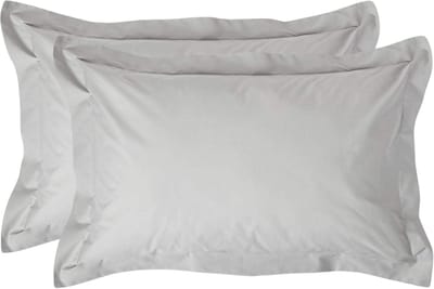 Homescapes Kussensloop 50x75 cm met Rand (Oxford) Set van 2 – Zilvergrijs – 100% Egyptisch Perkal Katoen – 200 TC