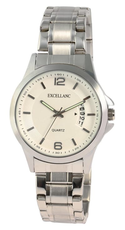 EXCELLANC Herenhorloge metaal Datumsweergave