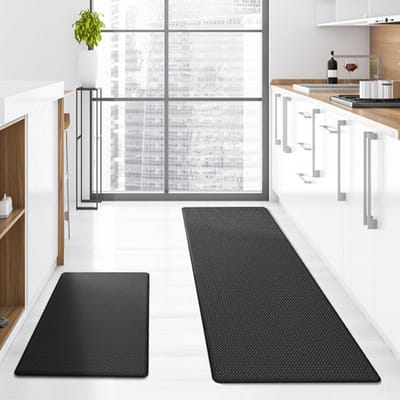 Nieuwe Eenvoudige Effen Kleur Keukenvloermat Lang PU Leer Huishoudelijk Waterdicht Antislip Mat Anti-olievlek 40*60*0.8cm white